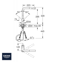 MEDIDAS MONOMANDO COCINA EXTRAIBLE MINTA GROHE